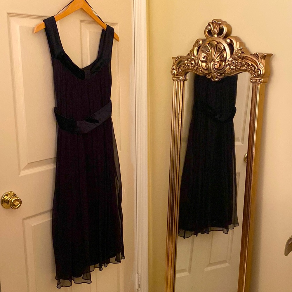 Zara Basics Black Dress L Sleeveless Velvet Belt